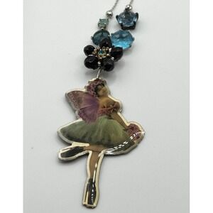 La Hormiga Fairy Pendant Silver Tone Crystal Rhinestone Necklace